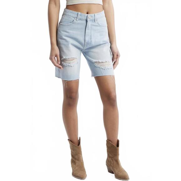 PTCL Lux High Waist Slim Fit Denim Shorts Light Wash NWT Size 25 - Picture 1 of 8